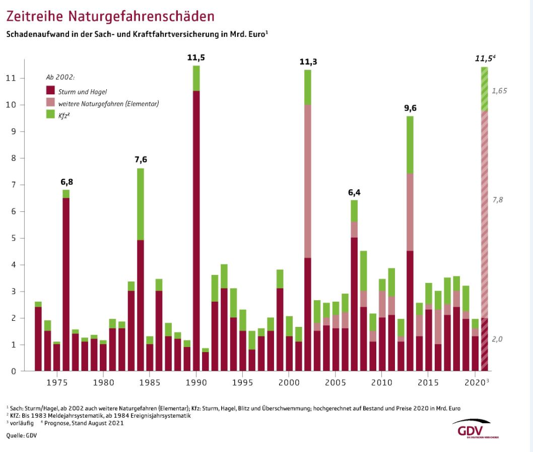 Naturgefahrenschäden im Zeitablauf 